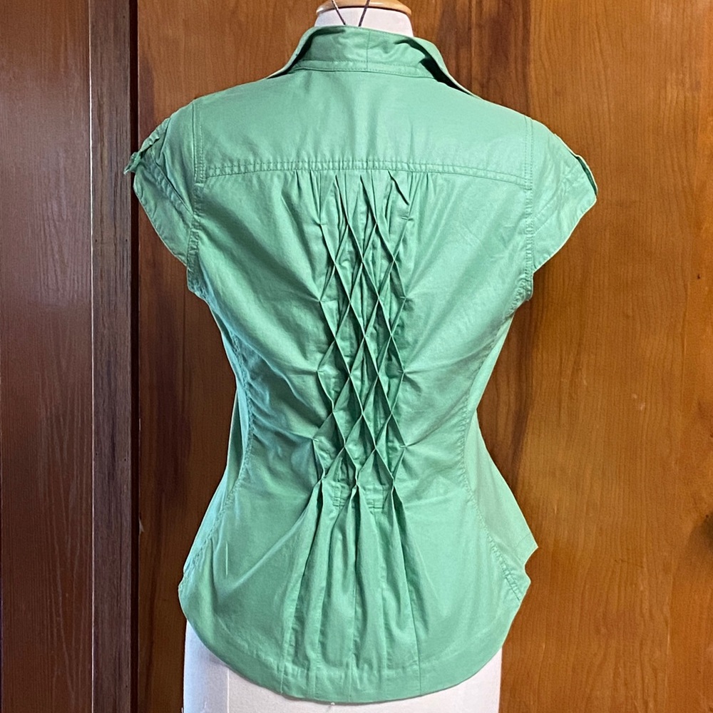 RARE Byron Lars Mint Green Pin-tuck Back Design Shirt 8 Blouse ANTHROPOLOGIE